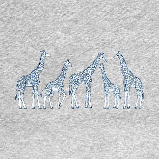 Navy Blue Giraffes on White by micklyn